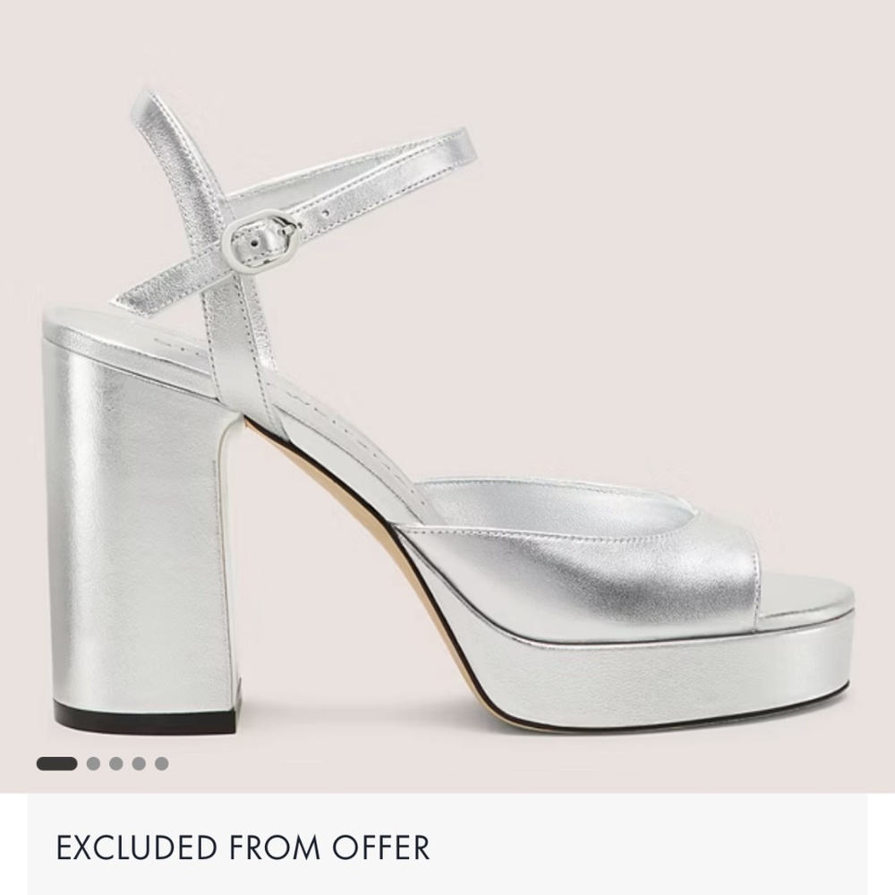 stuart weitzman silver platform heels